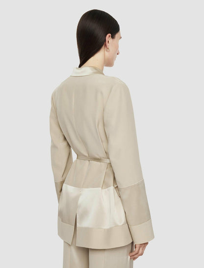 JOSEPH Fashion Women Amelia Shiny Matte Satin Jacket Quail