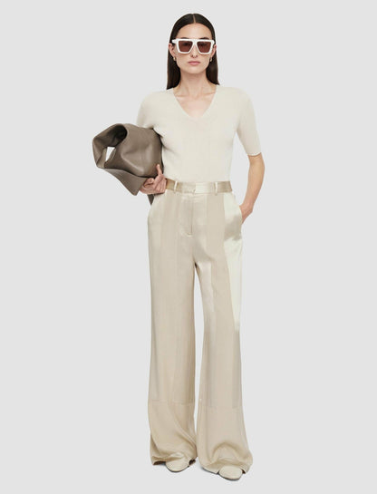JOSEPH Fashion Women Corto Shiny Matte Satin Trousers Quail