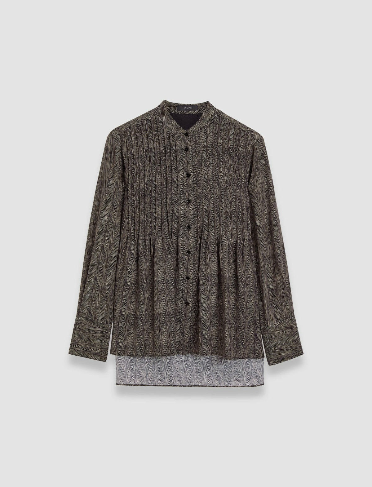 JOSEPH Fashion Women Albin Crepe de Chine Print Silk Blouse Black/Escargot