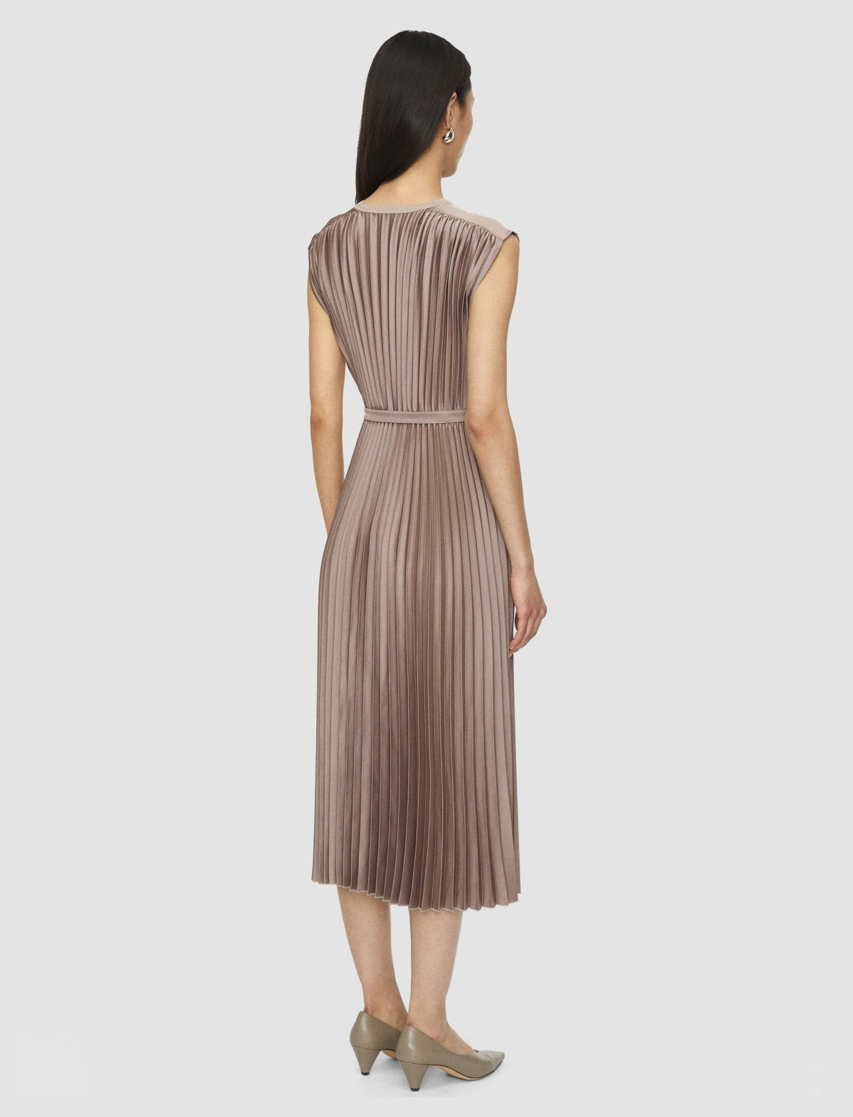 JOSEPH Fashion Women Volta Knit Weave Plissé Dress Escargot