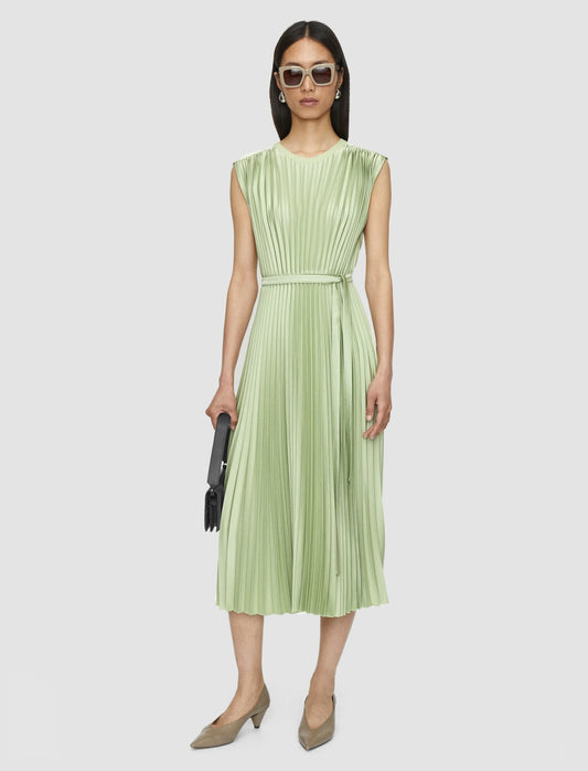JOSEPH Fashion Women Volta Knit Weave Plissé Dress Matcha
