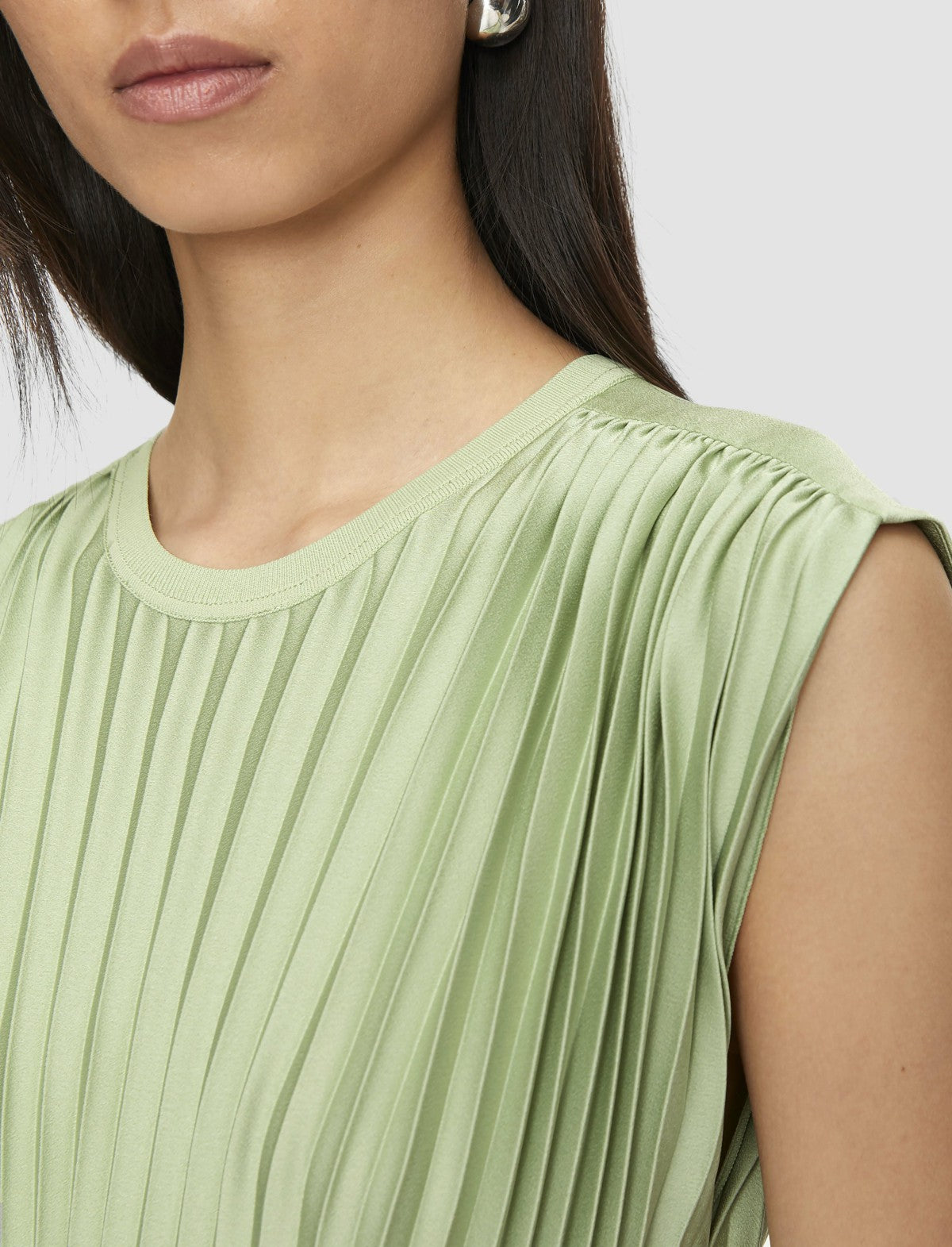 JOSEPH Fashion Women Volta Knit Weave Plissé Dress Matcha