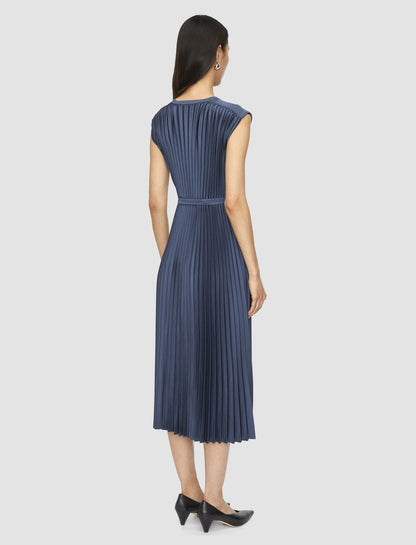 JOSEPH Fashion Women Volta Knit Weave Plissé Dress Harbour