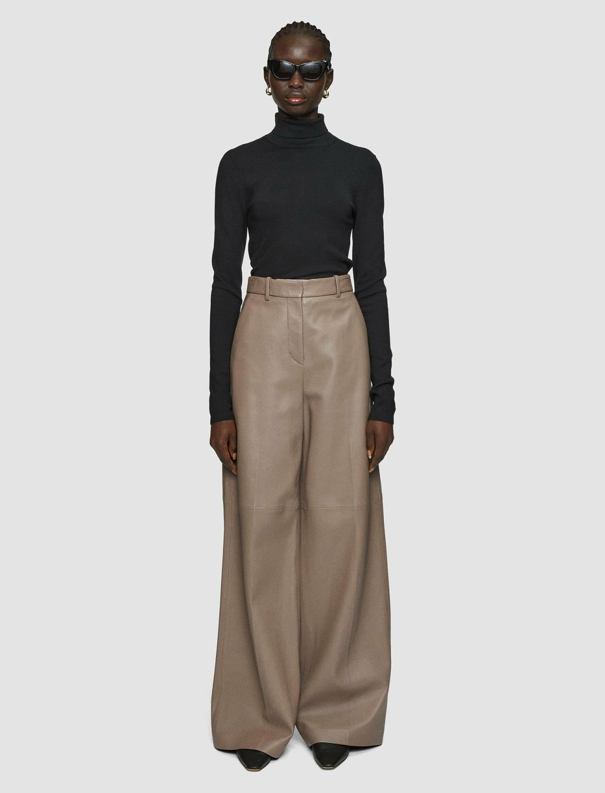 JOSEPH Fashion Women Alana Nappa Leather Trousers Escargot