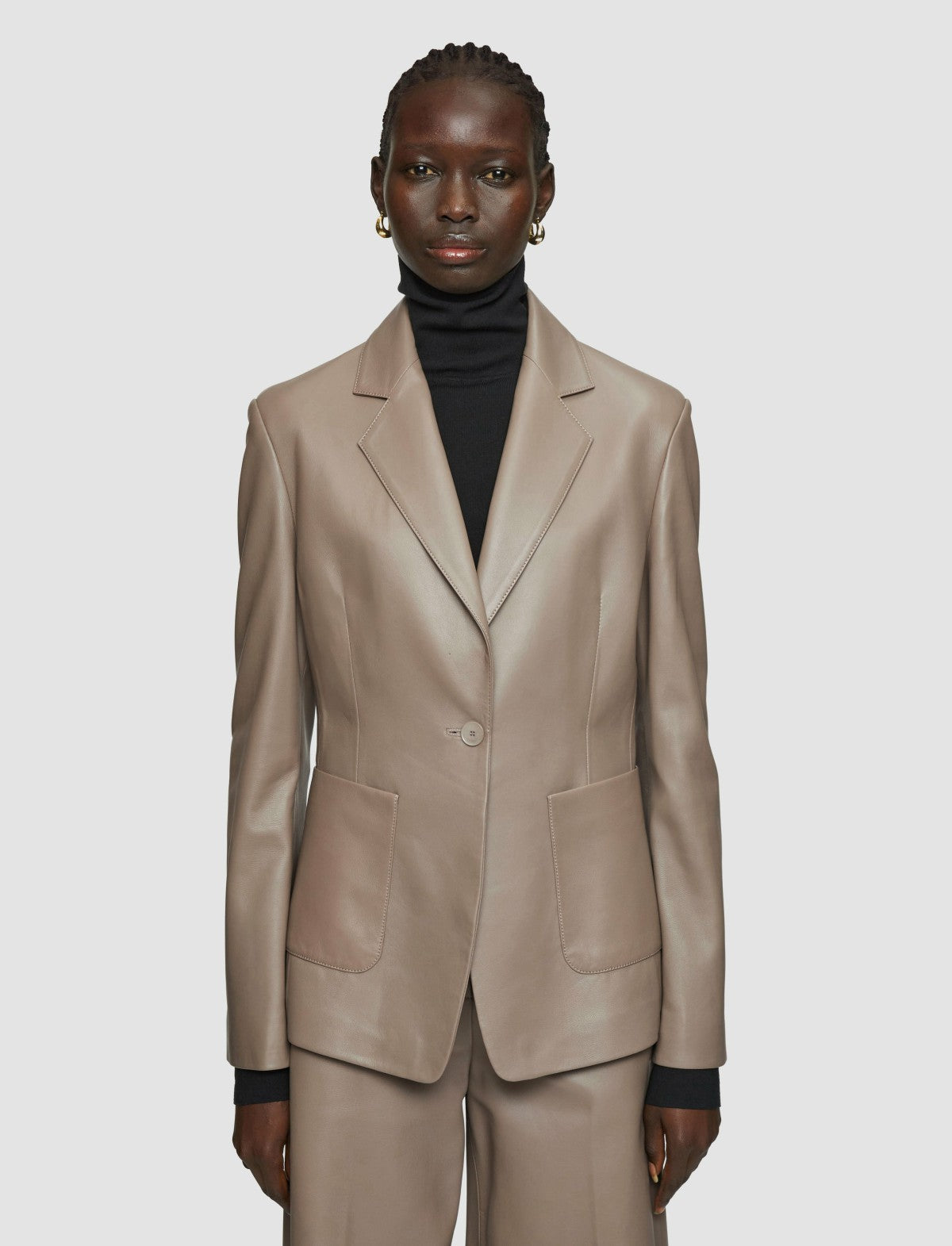 JOSEPH Fashion Women Glenview Nappa Leather Jacket Escargot
