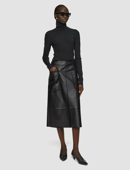 JOSEPH Fashion Women Blomfield Nappa Leather Skirt Black