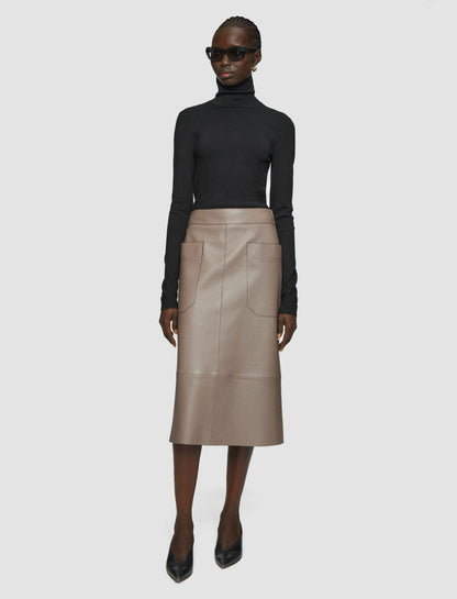 JOSEPH Fashion Women Blomfield Nappa Leather Skirt Escargot