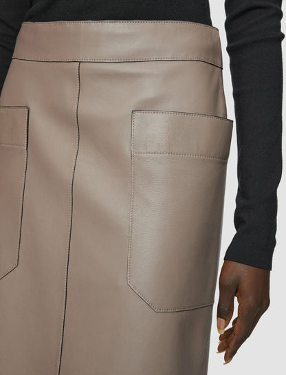 JOSEPH Fashion Women Blomfield Nappa Leather Skirt Escargot