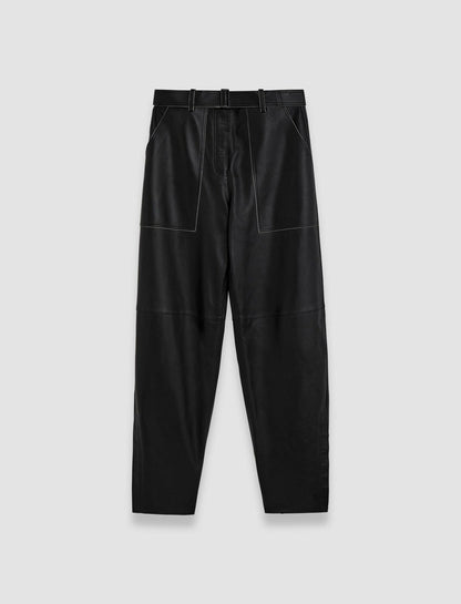 JOSEPH Fashion Women Tony Nappa Leather Trousers Black