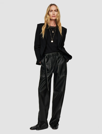 JOSEPH Fashion Women Tony Nappa Leather Trousers Black