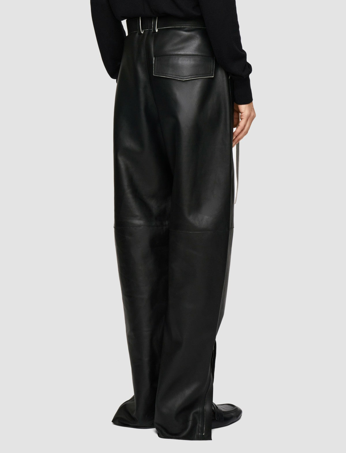 JOSEPH Fashion Women Tony Nappa Leather Trousers Black