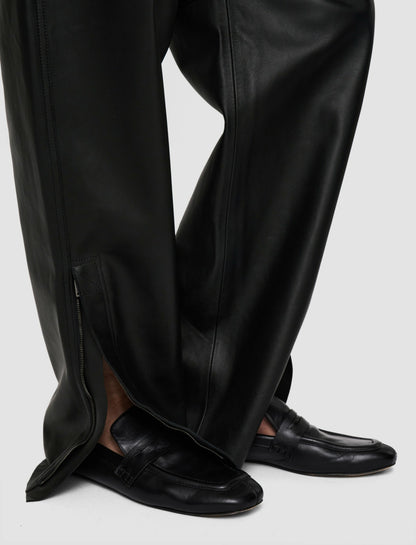 JOSEPH Fashion Women Tony Nappa Leather Trousers Black