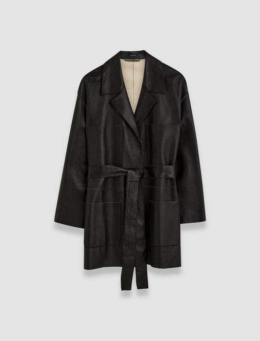 JOSEPH Fashion Women Tison Bonded Leather Jacket Black