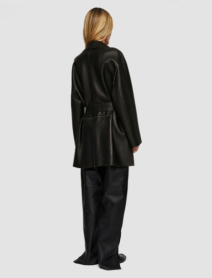 JOSEPH Fashion Women Tison Bonded Leather Jacket Black