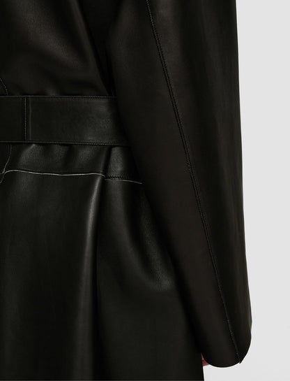 JOSEPH Fashion Women Tison Bonded Leather Jacket Black