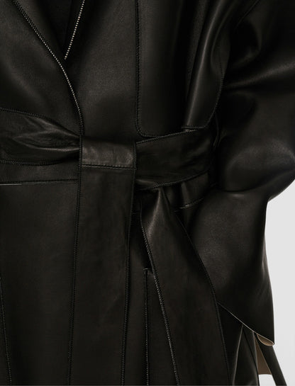 JOSEPH Fashion Women Tison Bonded Leather Jacket Black