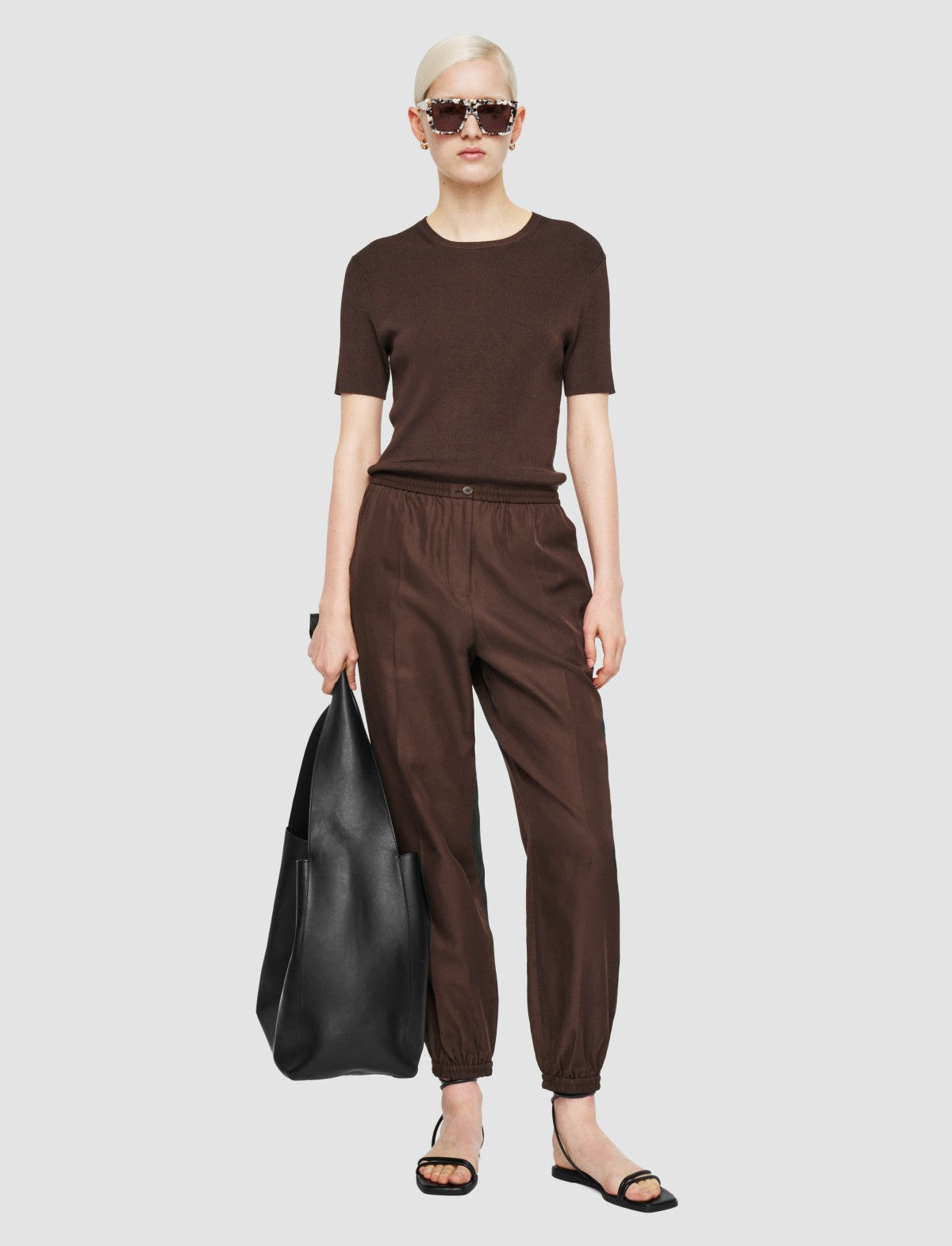 JOSEPH Fashion Women Taio Soft Cotton Silk Trousers Ebony