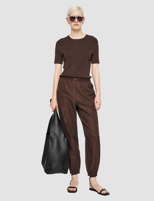 JOSEPH Fashion Women Taio Soft Cotton Silk Trousers Ebony
