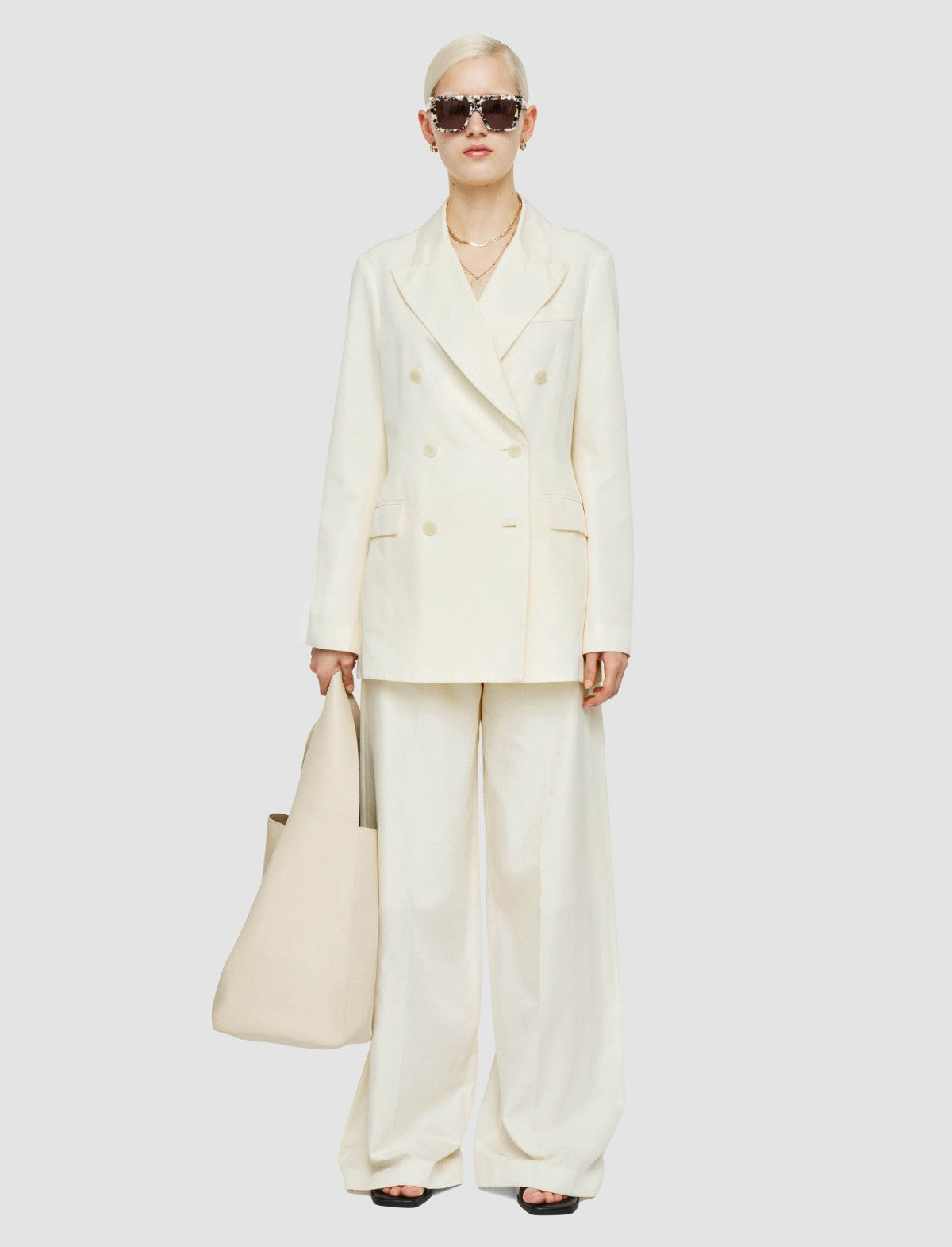 JOSEPH Fashion Women Valery Soft Cotton Silk Jacket Ivory