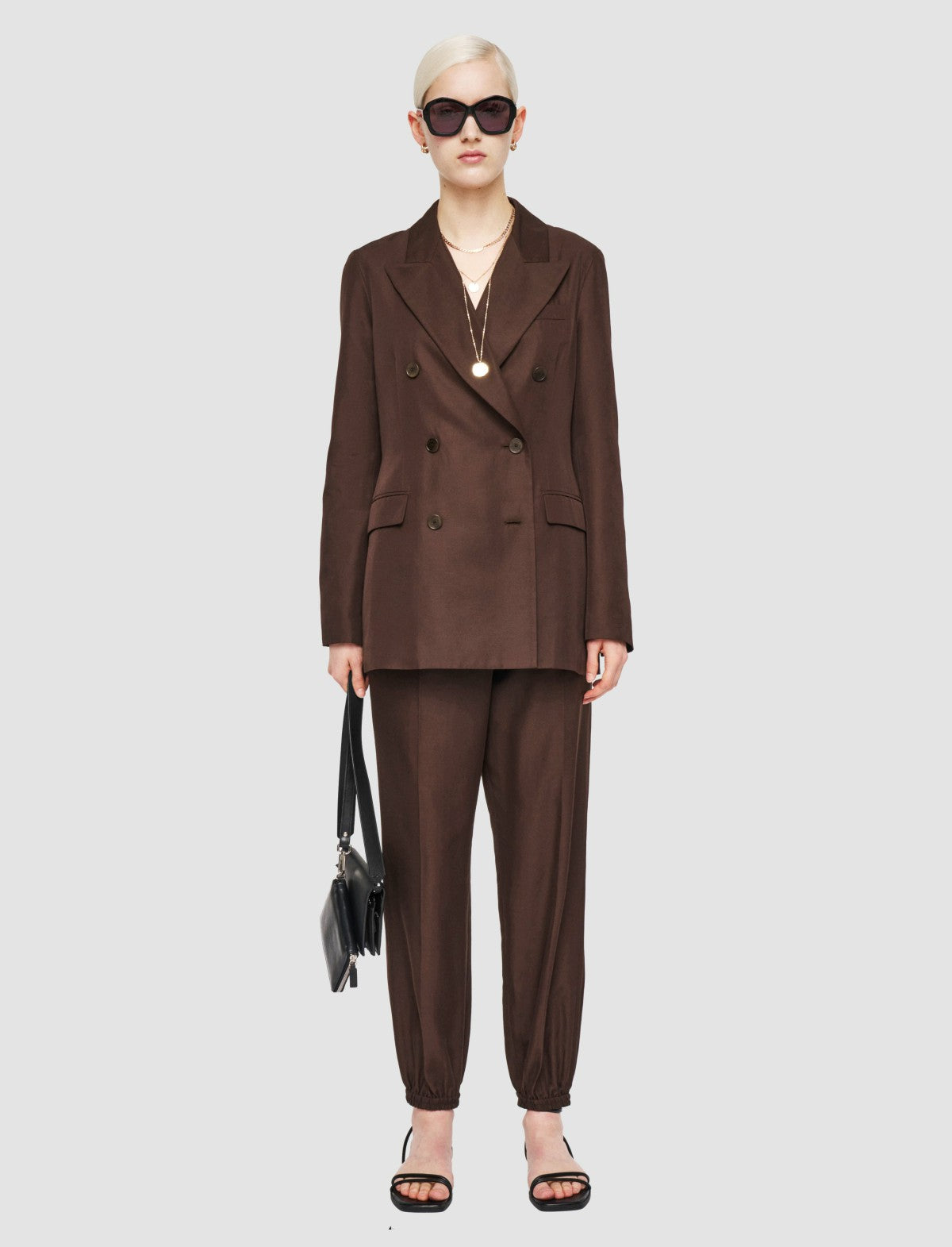 JOSEPH Fashion Women Valery Soft Cotton Silk Jacket Ebony