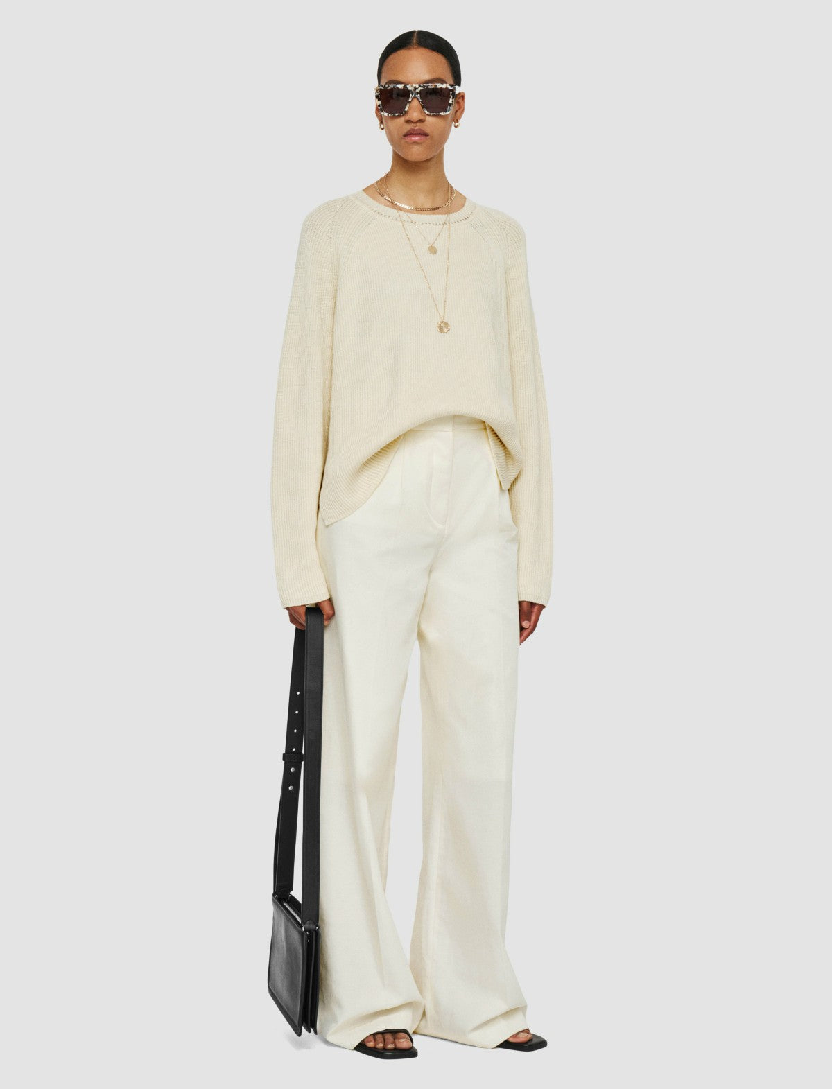JOSEPH Fashion Women Alanel Soft Cotton Silk Trousers Ivory
