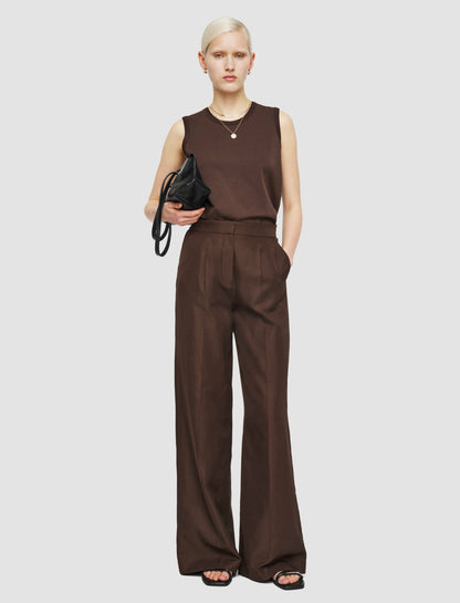 JOSEPH Fashion Women Alanel Soft Cotton Silk Trousers Ebony