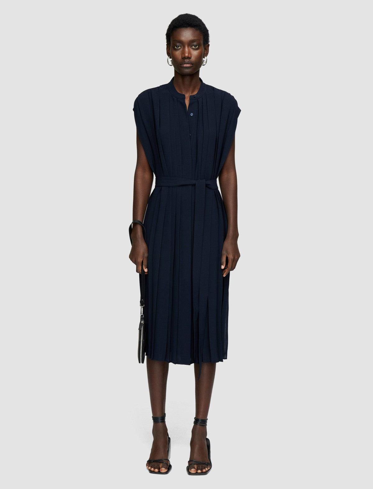 JOSEPH Fashion Women Davidge Airy Plissé Dress Navy