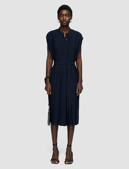 JOSEPH Fashion Women Davidge Airy Plissé Dress Navy