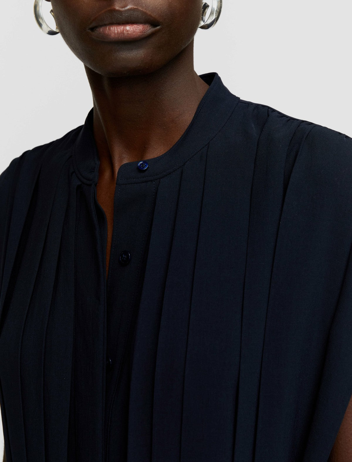 JOSEPH Fashion Women Davidge Airy Plissé Dress Navy
