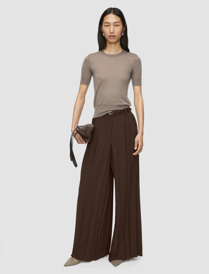 JOSEPH Fashion Women Tibre Airy Plissé Trousers Ebony