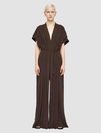 JOSEPH Fashion Women Sofia Airy Plissé Jumpsuit Ebony