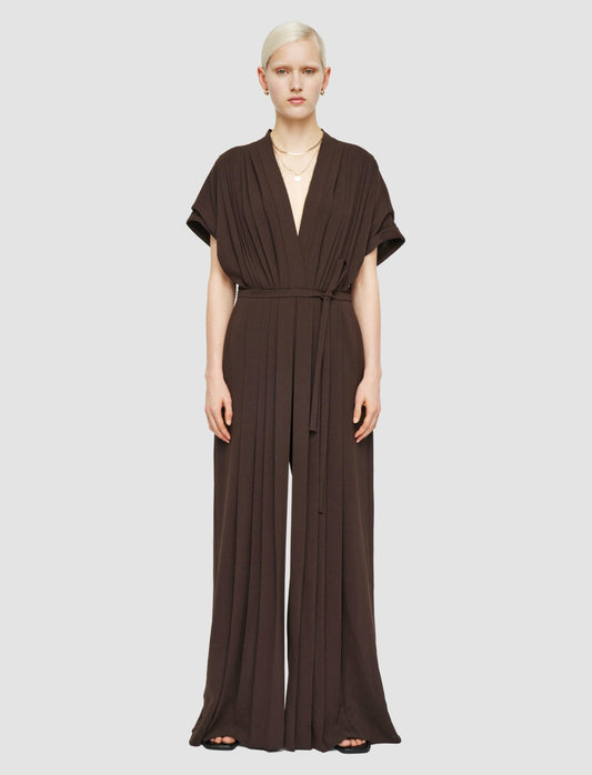 JOSEPH Fashion Women Sofia Airy Plissé Jumpsuit Ebony