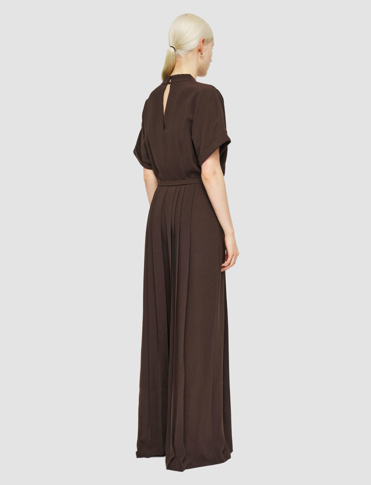JOSEPH Fashion Women Sofia Airy Plissé Jumpsuit Ebony