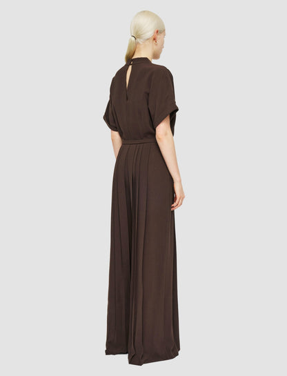 JOSEPH Fashion Women Sofia Airy Plissé Jumpsuit Ebony