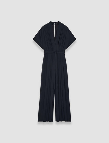 JOSEPH Fashion Women Sofia Airy Plissé Jumpsuit Navy