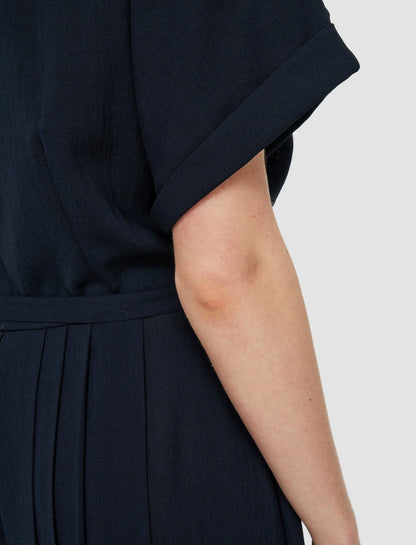JOSEPH Fashion Women Sofia Airy Plissé Jumpsuit Navy