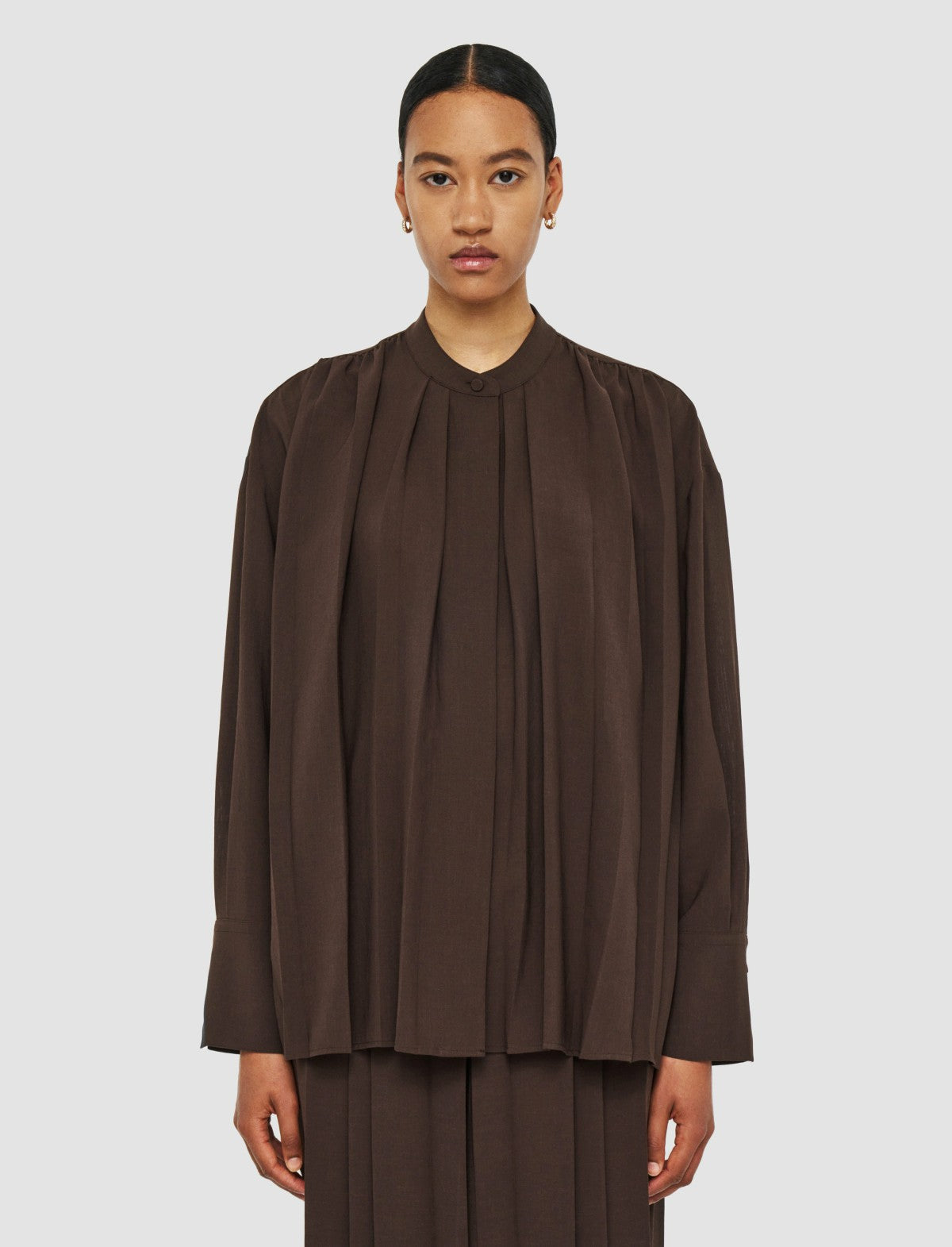 JOSEPH Fashion Women Malte Airy Plissé Blouse Ebony