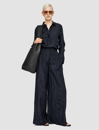 JOSEPH Fashion Women Thoresby Habotai Silk Trousers Navy