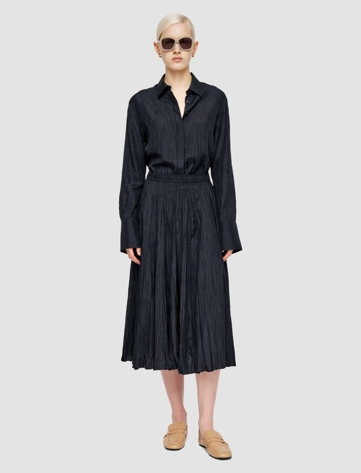 JOSEPH Fashion Women Sully Habotai Silk Skirt Navy