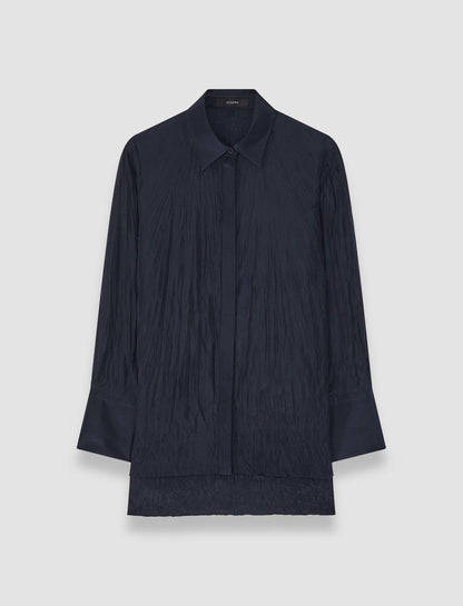 JOSEPH Fashion Women Bold Habotai Silk Blouse Navy