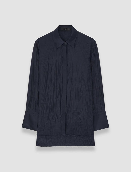 JOSEPH Fashion Women Bold Habotai Silk Blouse Navy