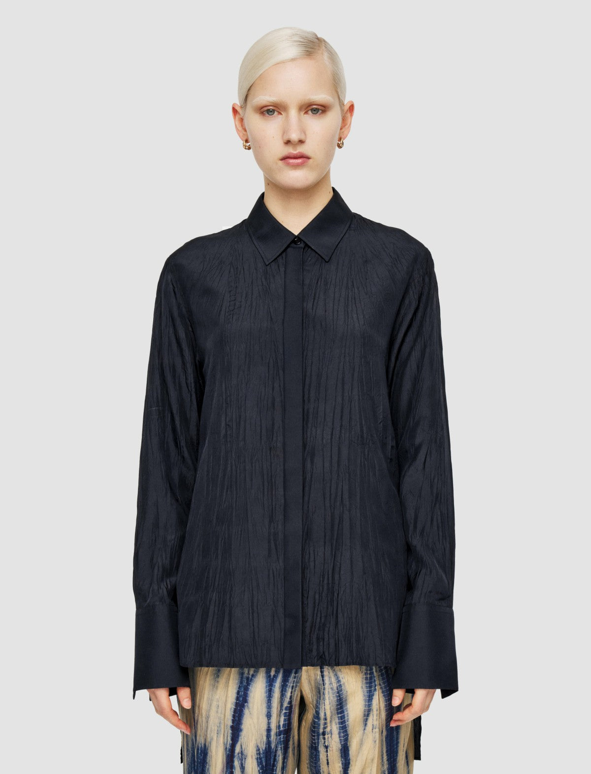 JOSEPH Fashion Women Bold Habotai Silk Blouse Navy