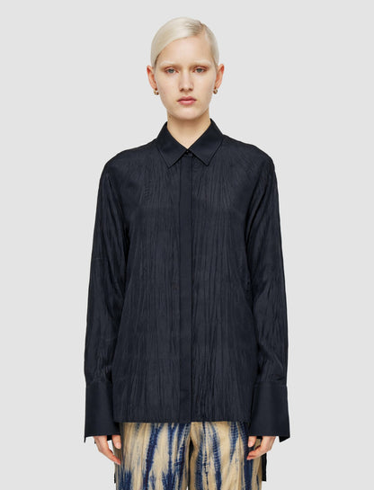 JOSEPH Fashion Women Bold Habotai Silk Blouse Navy