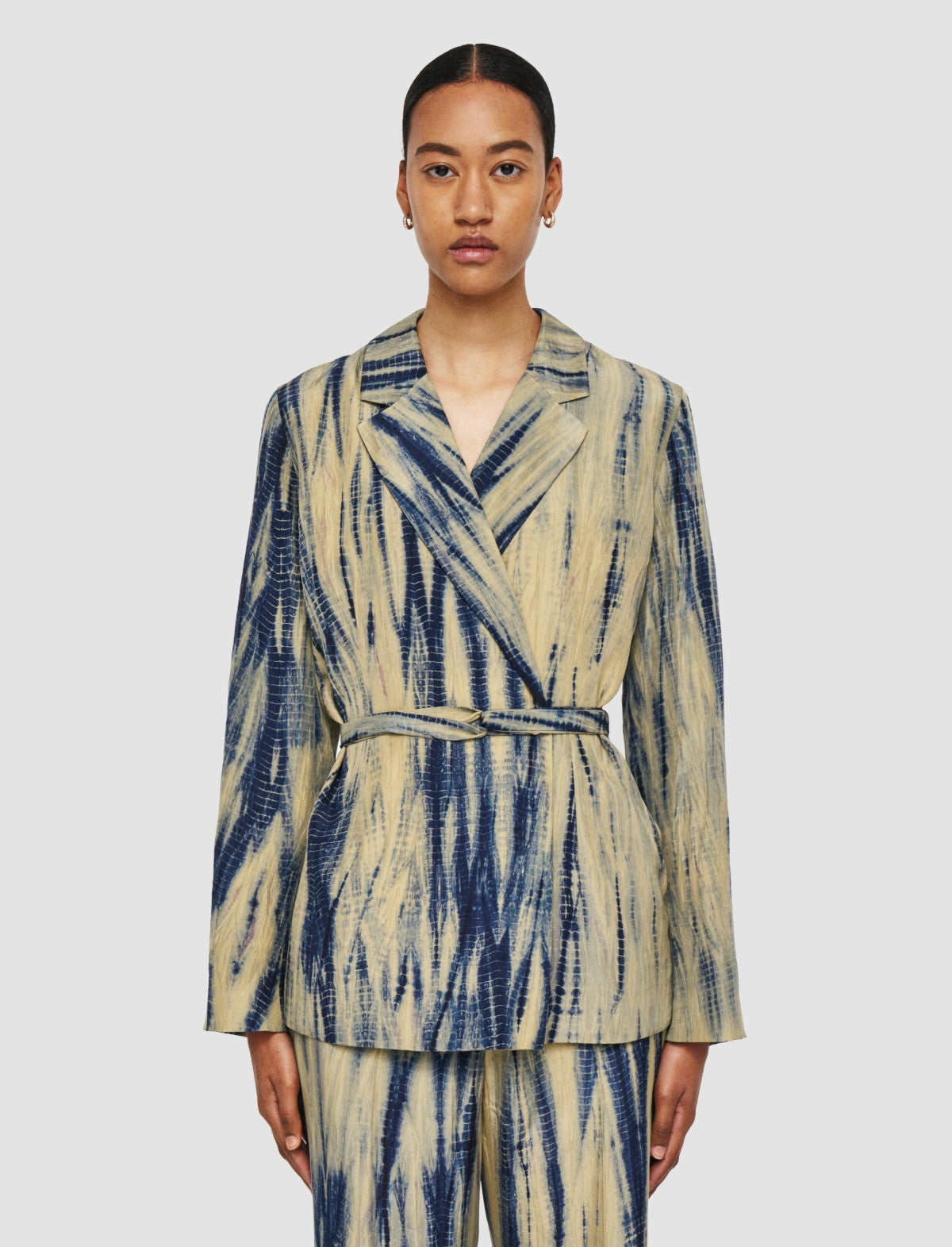 JOSEPH Fashion Women Joubert Tie Dye Silk Jacket Desert Sand/Navy