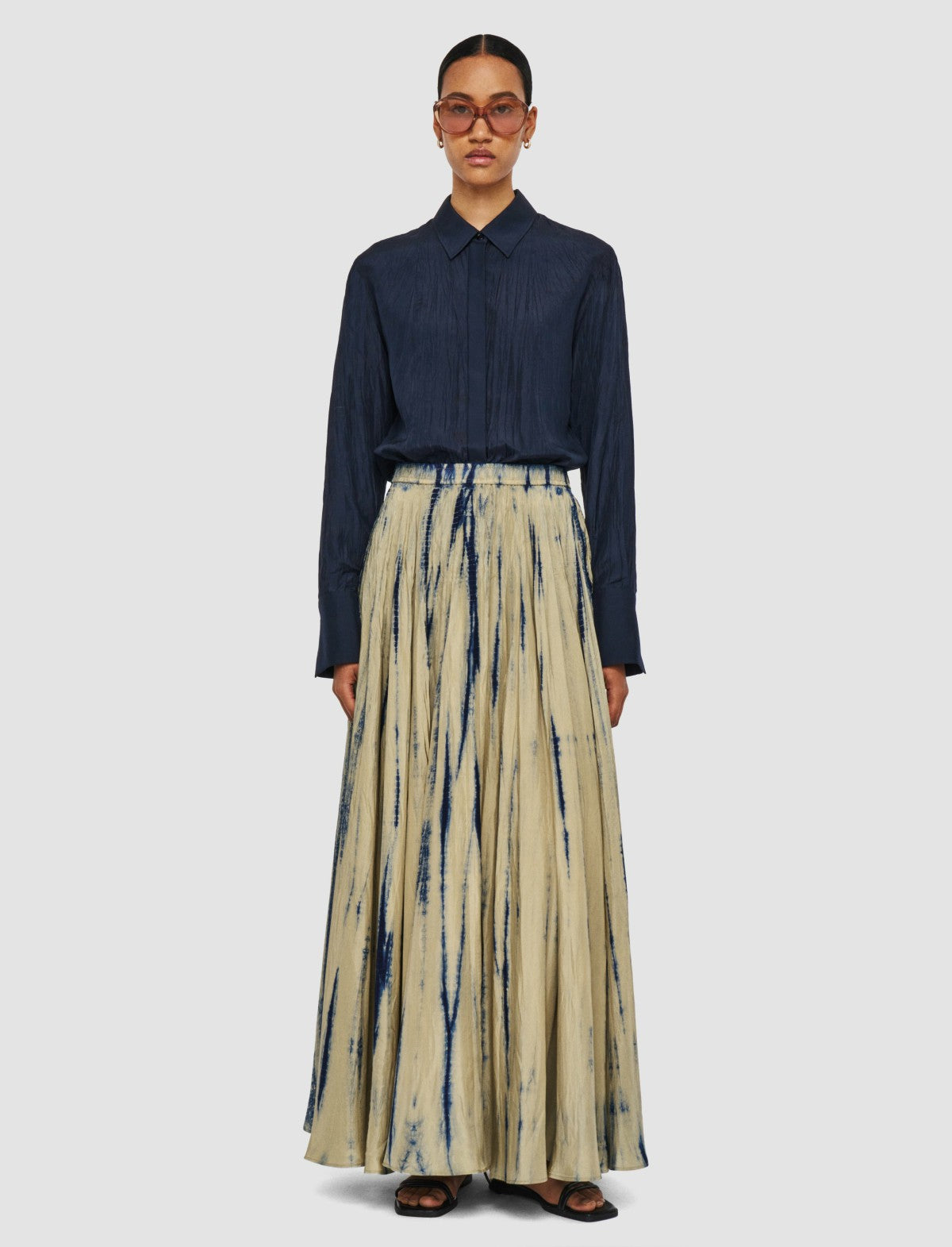 JOSEPH Fashion Women Sully Long Tie Dye Silk Maxi Skirt Desert Sand/Navy