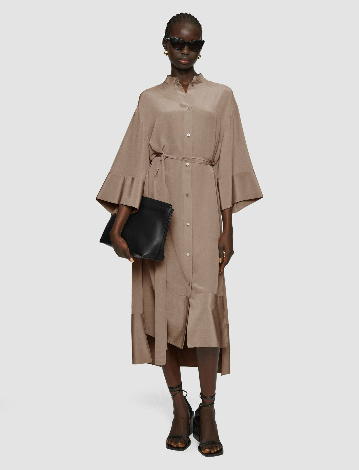 JOSEPH Fashion Women Darius Crepe de Soie Silk Dress Escargot