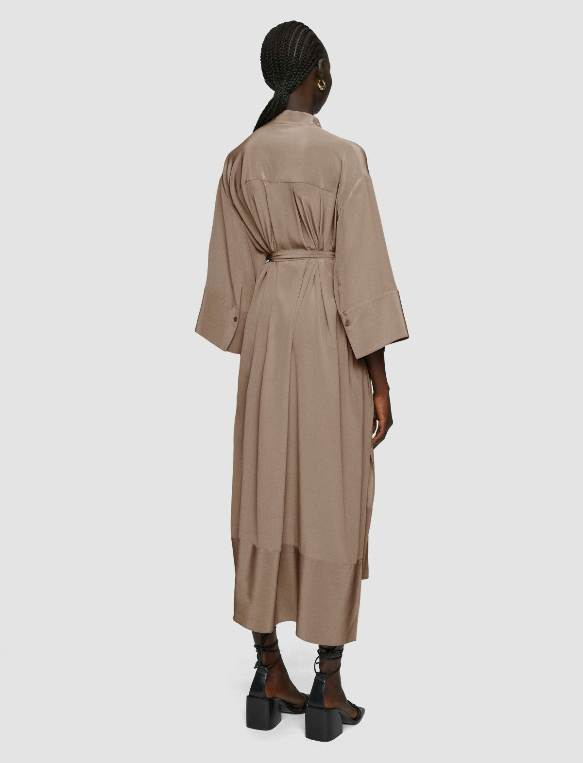 JOSEPH Fashion Women Darius Crepe de Soie Silk Dress Escargot
