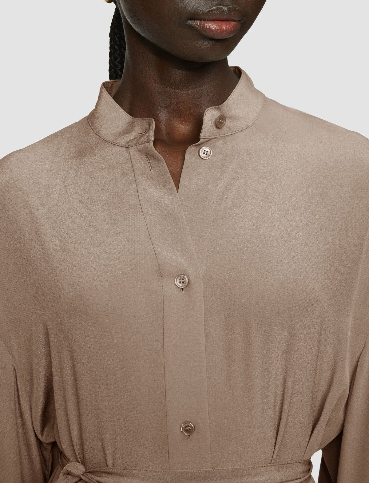 JOSEPH Fashion Women Darius Crepe de Soie Silk Dress Escargot