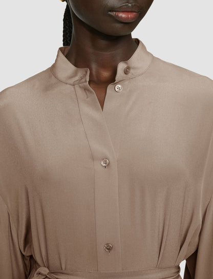 JOSEPH Fashion Women Darius Crepe de Soie Silk Dress Escargot