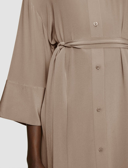 JOSEPH Fashion Women Darius Crepe de Soie Silk Dress Escargot